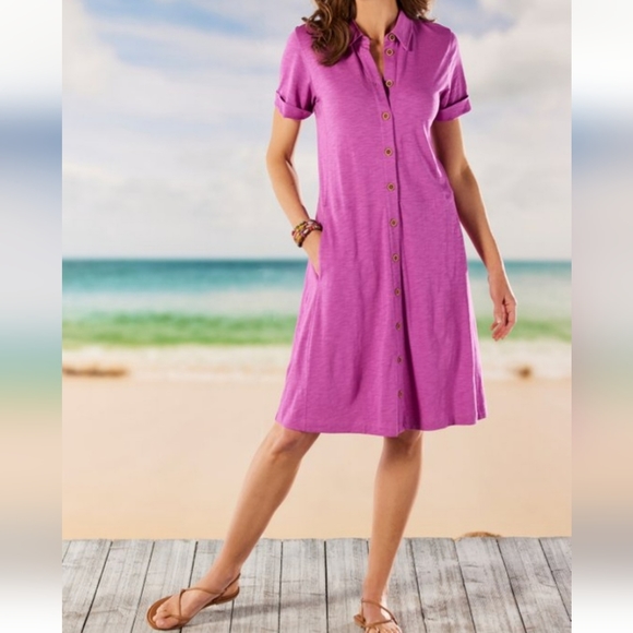 Soft Surroundings Filipa Shirtdress Fuchsia Size Small - Picture 12 of 16